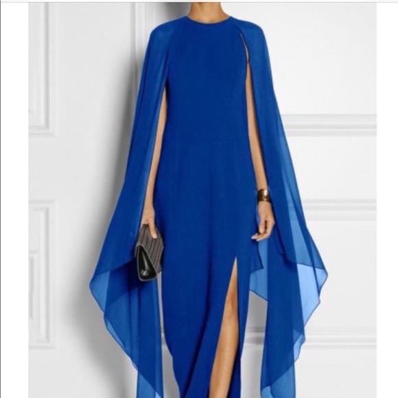 NWOT bright blue dress with attached cape - Picture 1 of 5